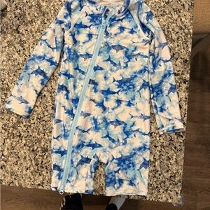 Jumping Beans Blue Shark Pattern Surf suit, 2T